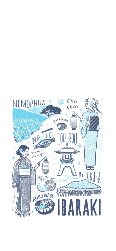 イラストレーター トモマツユキ シンプル イラスト 線画 待受 旅ガール 茨城 旅イラスト