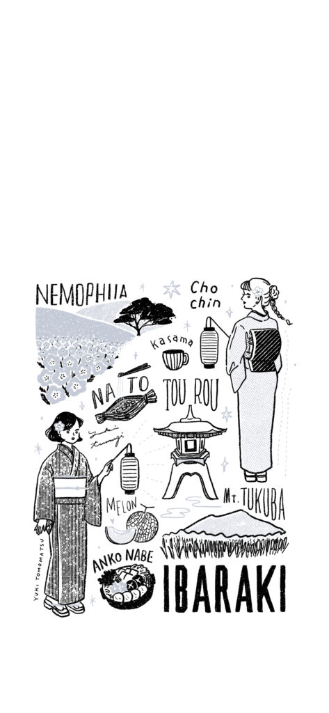 イラストレーター トモマツユキ シンプル イラスト 線画 待受 旅ガール 茨城 旅イラスト