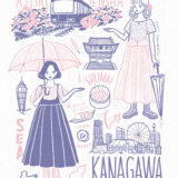 イラストレーター トモマツユキ シンプル イラスト 線画 待受 旅ガール 神奈川 旅イラスト