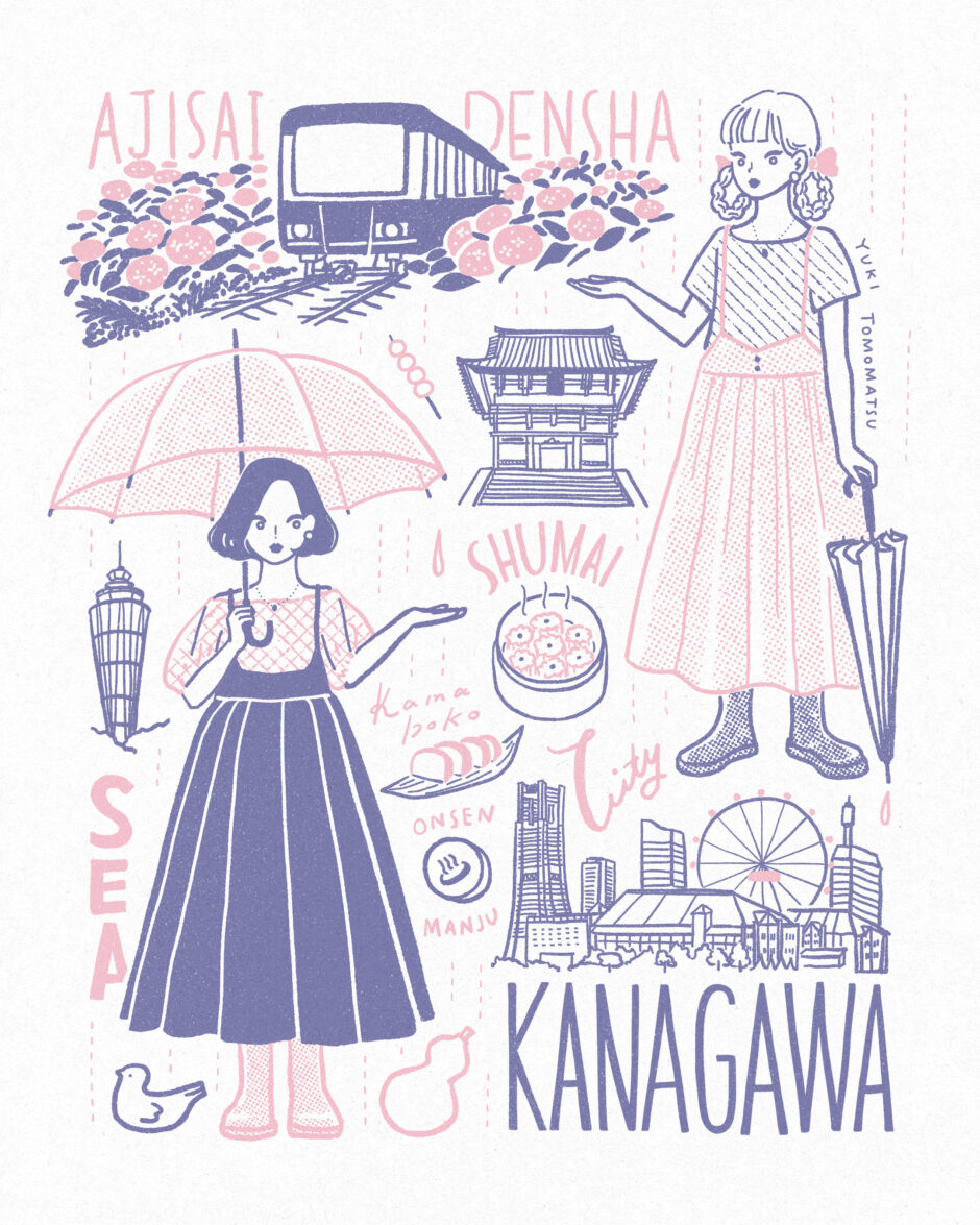 イラストレーター トモマツユキ シンプル イラスト 線画 待受 旅ガール 神奈川 旅イラスト