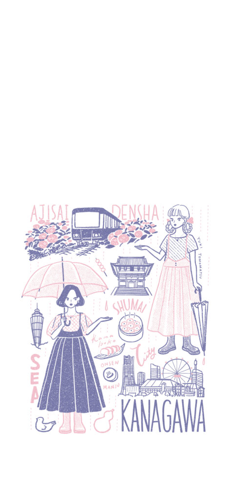 イラストレーター トモマツユキ シンプル イラスト 線画 待受 旅ガール 神奈川 旅イラスト