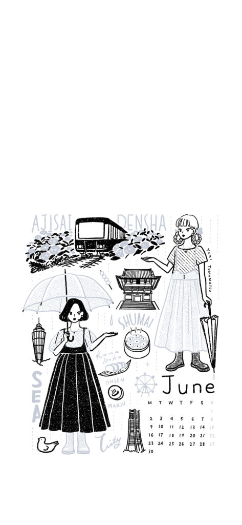 イラストレーター トモマツユキ シンプル イラスト 線画 待受 旅ガール 神奈川 旅イラスト