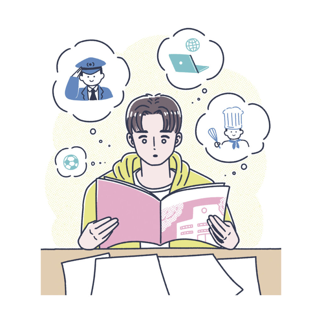 リクルート『24年発行 進学マガジン』4月号P.34- 41「受験メンタルの整え方」記事内のイラスト｜トモマツユキ｜WORKS